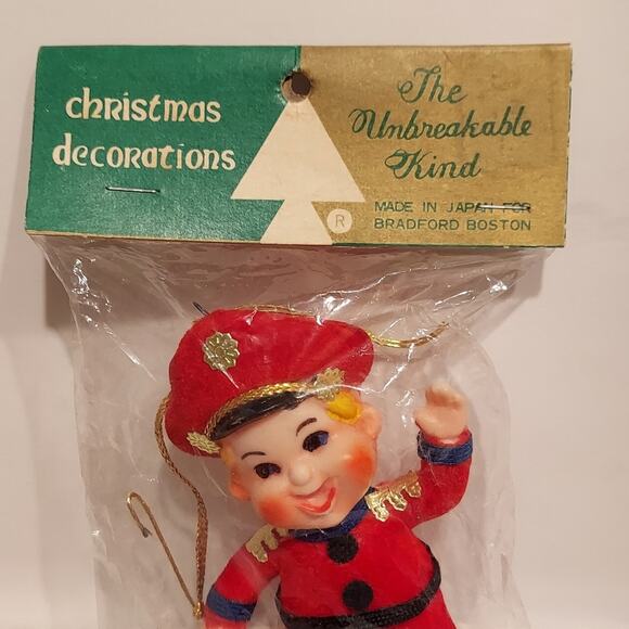 Vtg Flocked Felt Christmas Marching Band Majorette Christmas Ornament 4"  NOS - Picture 6 of 8
